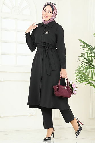 moda selvim طقم أسود 23023UKB139 - Thumbnail