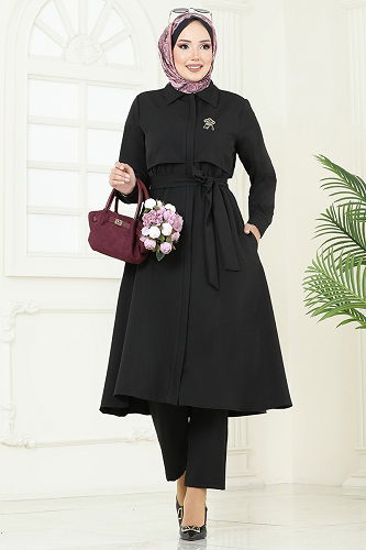 moda selvim طقم أسود 23023UKB139 - Thumbnail