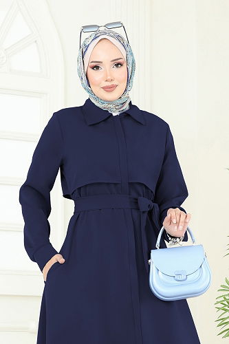 moda selvim طقم كحلي فاتح 23023UKB139 - Thumbnail