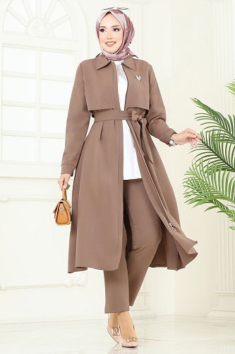 moda selvim طقم بيج فاتح 23023UKB139 - Thumbnail