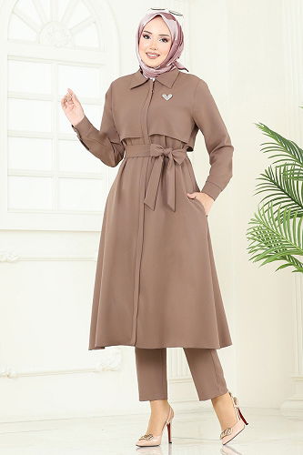 moda selvim طقم بيج فاتح 23023UKB139 - Thumbnail