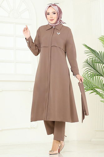 moda selvim طقم بيج فاتح 23023UKB139 - Thumbnail