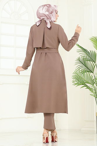 moda selvim طقم بيج فاتح 23023UKB139 - Thumbnail