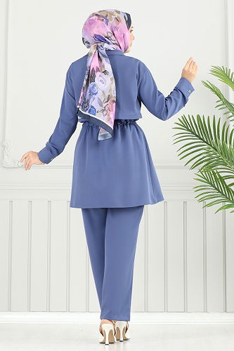 moda selvim طقم ازرق 23025UKB139 - Thumbnail