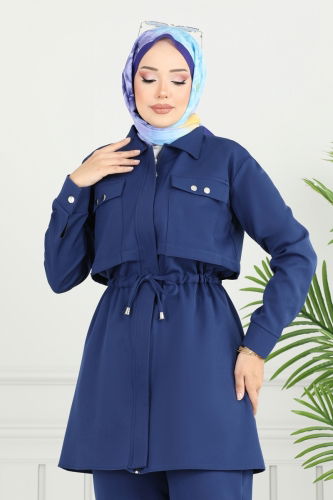 moda selvim طقم كحلي 23025UKB139 - Thumbnail