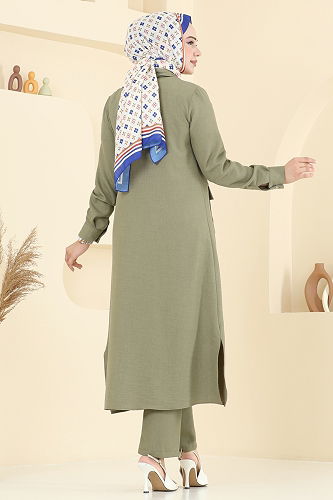 moda selvim طقم أخضر عشبي 23026UKB139 - Thumbnail