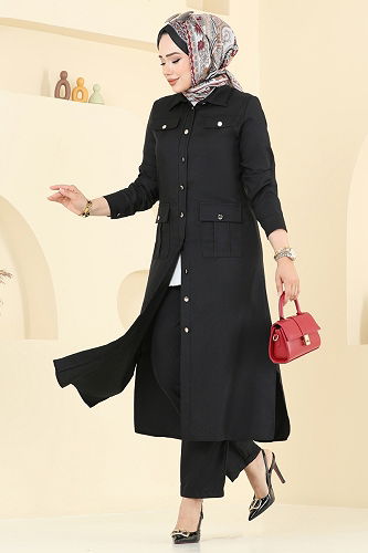 moda selvim طقم أسود 23026UKB139 - Thumbnail