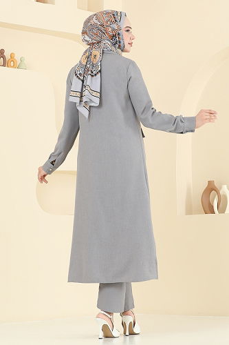 moda selvim طقم رمادي 23026UKB139 - Thumbnail