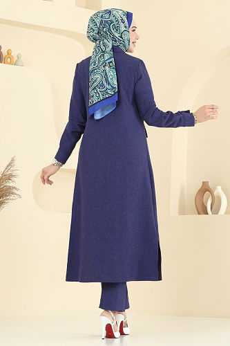 moda selvim طقم كحلي 23026UKB139 - Thumbnail