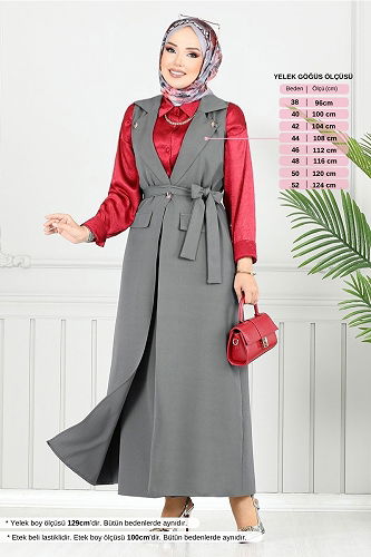 moda selvim طقم رمادي غامق 23100UKB929-M - Thumbnail