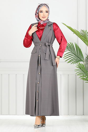 moda selvim طقم رمادي غامق 23100UKB929-M - Thumbnail