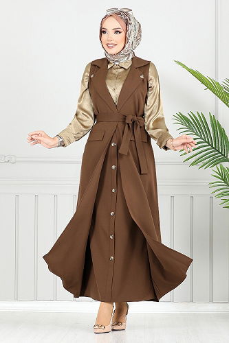 moda selvim طقم بني 23100UKB929-M - Thumbnail