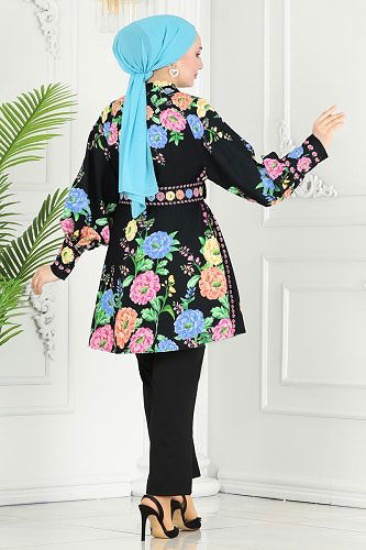 moda selvim طقم أسود 23123JNF844 - Thumbnail