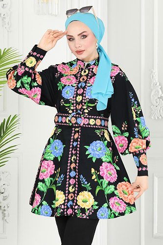 moda selvim طقم أسود 23123JNF844 - Thumbnail