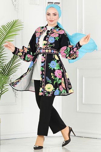 moda selvim طقم أسود 23123JNF844 - Thumbnail