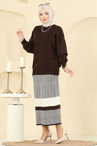 moda selvim طقم بني 2360KLB1050 - Thumbnail