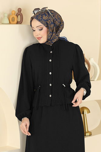 moda selvim طقم أسود 239ASN888 - Thumbnail