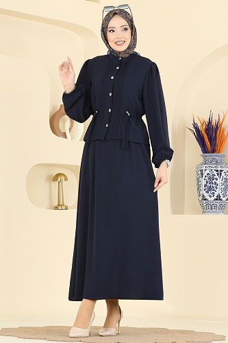 moda selvim طقم كحلي 239ASN888 - Thumbnail