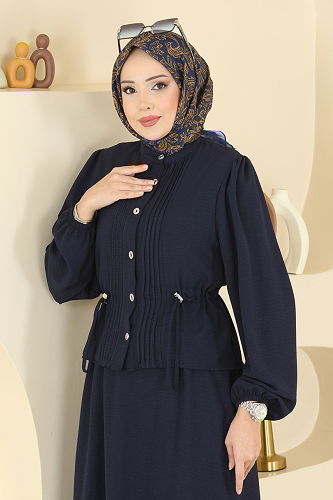 moda selvim طقم كحلي 239ASN888 - Thumbnail