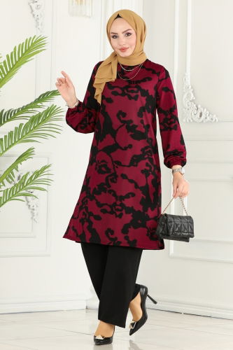 moda selvim Combined 239DVL817 Pattern 1 Burgundy & Black - Thumbnail