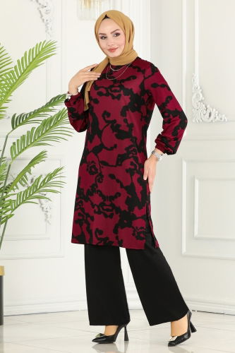 moda selvim Combined 239DVL817 Pattern 1 Burgundy & Black - Thumbnail