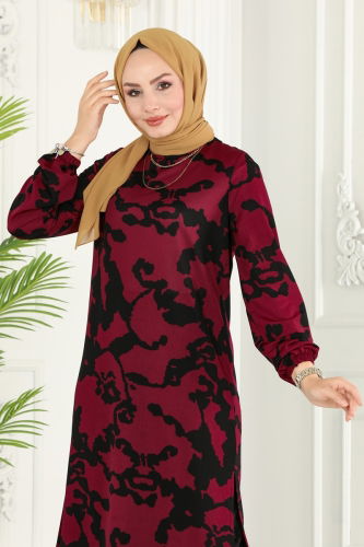 moda selvim Combined 239DVL817 Pattern 1 Burgundy & Black - Thumbnail