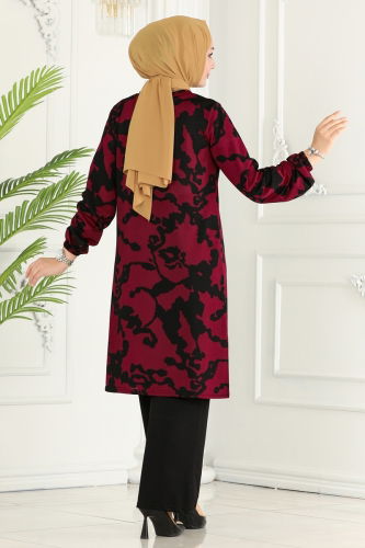 moda selvim Combined 239DVL817 Pattern 1 Burgundy & Black - Thumbnail