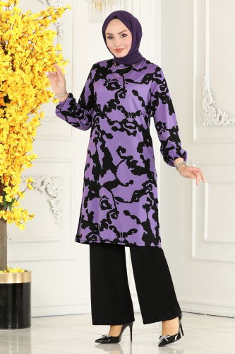 moda selvim Combined 239DVL817 Pattern 1 Lilac & Black - Thumbnail