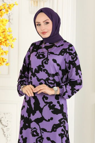 moda selvim Combined 239DVL817 Pattern 1 Lilac & Black - Thumbnail