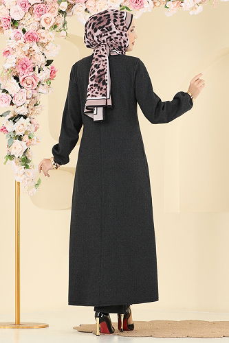 moda selvim طقم رمادي غامق 24003UKBK1160 - Thumbnail