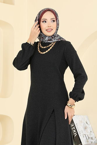 moda selvim طقم أسود 24003UKBK1160 - Thumbnail