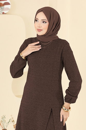 moda selvim طقم بني 24003UKBK1160 - Thumbnail