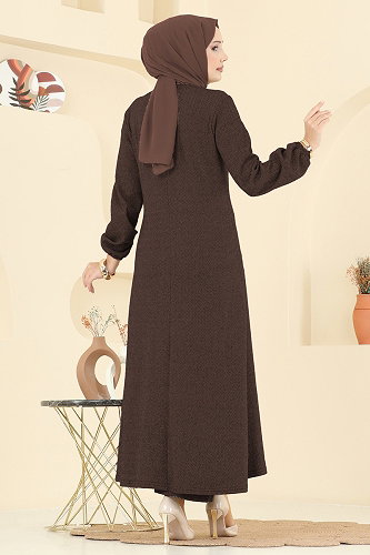 moda selvim طقم بني 24003UKBK1160 - Thumbnail