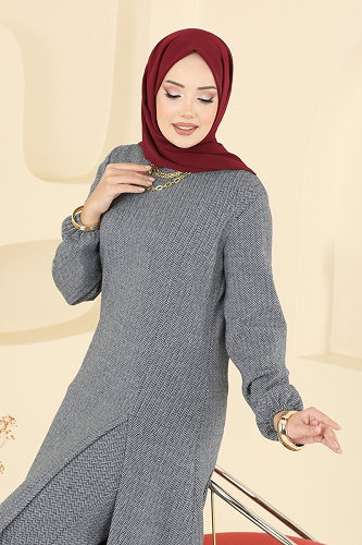 moda selvim طقم رمادي 24003UKBK1160 - Thumbnail