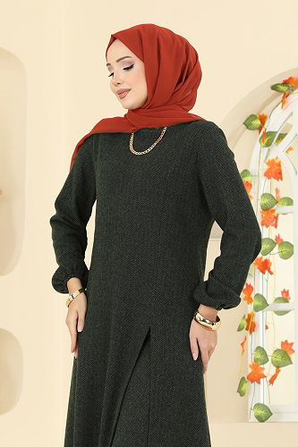 moda selvim طقم اخضر عفني 24003UKBK1160 - Thumbnail