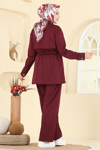 moda selvim طقم خمري 24005UKB139 - Thumbnail