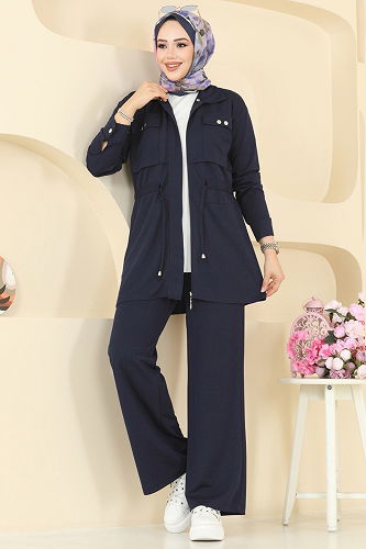 moda selvim طقم كحلي 24005UKB139 - Thumbnail