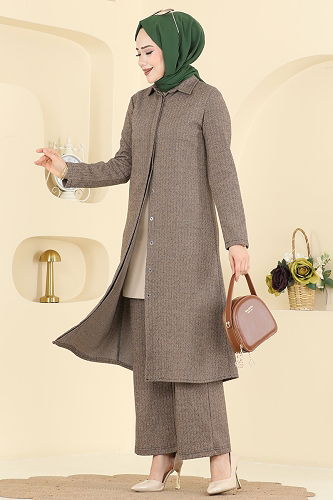 moda selvim طقم بيج 24006UKB139 - Thumbnail