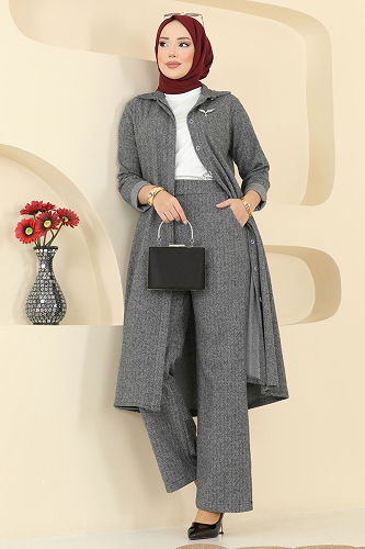 moda selvim طقم رمادي 24006UKB139 - Thumbnail