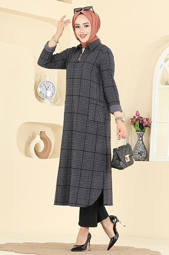 moda selvim طقم رمادي غامق 24010UKB139 - Thumbnail