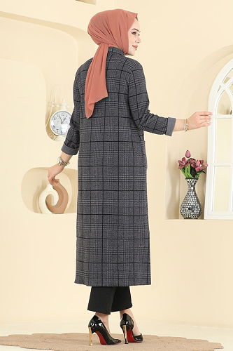 moda selvim طقم رمادي غامق 24010UKB139 - Thumbnail