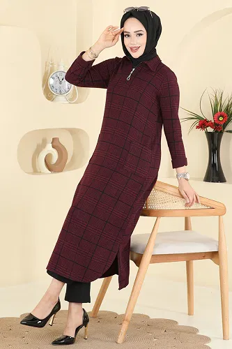 moda selvim طقم خمري 24010UKB139 - Thumbnail