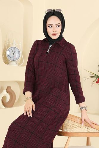 moda selvim طقم خمري 24010UKB139 - Thumbnail