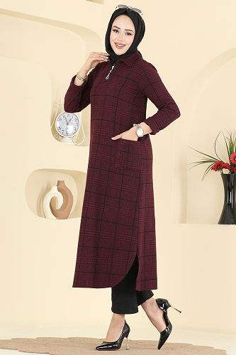 moda selvim طقم خمري 24010UKB139 - Thumbnail