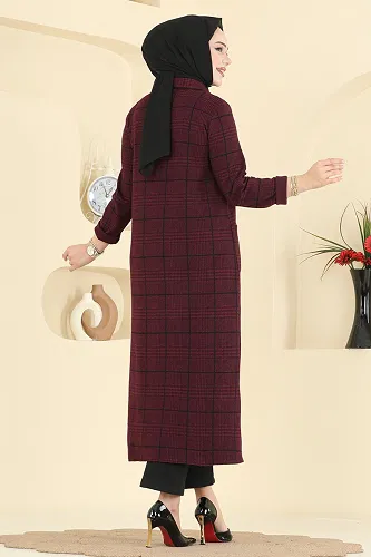 moda selvim طقم خمري 24010UKB139 - Thumbnail