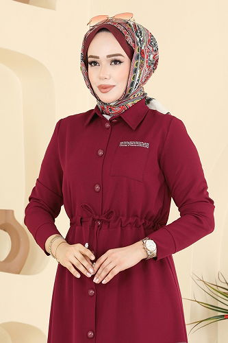 moda selvim طقم خمري 24015UKB139 - Thumbnail