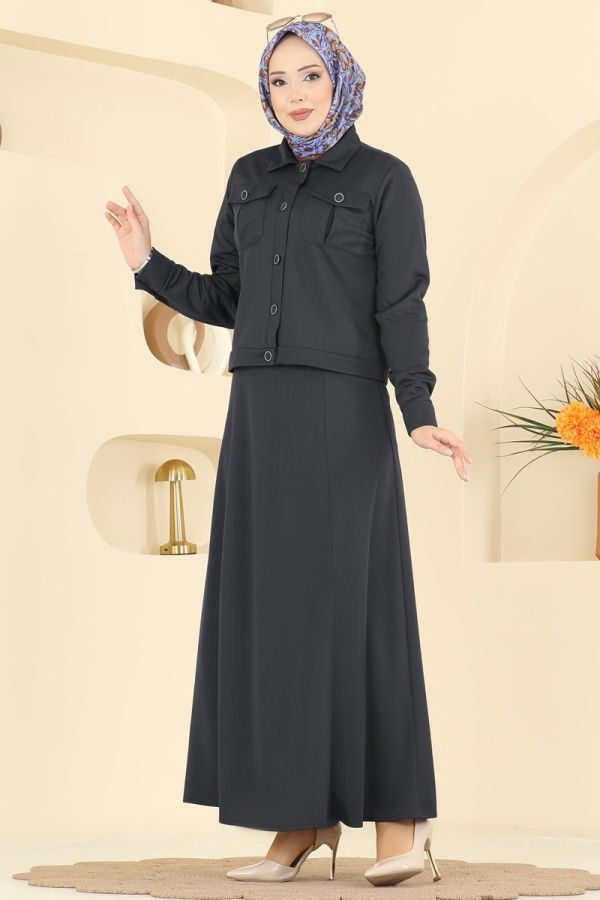 Modaselvim Hijab Combinations Combined 24017UKB139 Anthracite