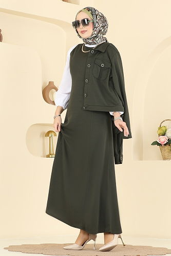 moda selvim طقم اخضر عفني 24017UKB139 - Thumbnail