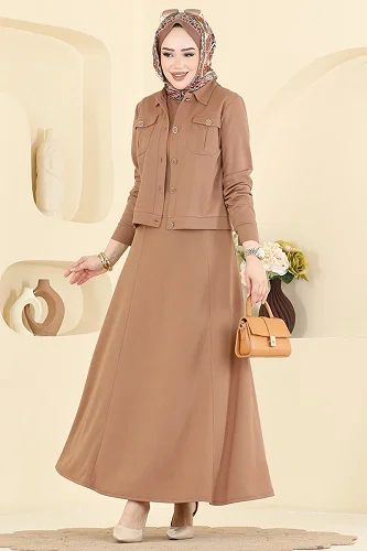 moda selvim طقم بيج 24017UKB139 - Thumbnail