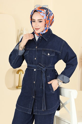 moda selvim طقم جينز غامق 2401ORG1169 - Thumbnail